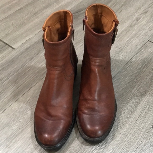 ZODIAC Cognac Brown Leather Gannet Lug Sole Ankle Boots size 9 - Picture 2 of 11